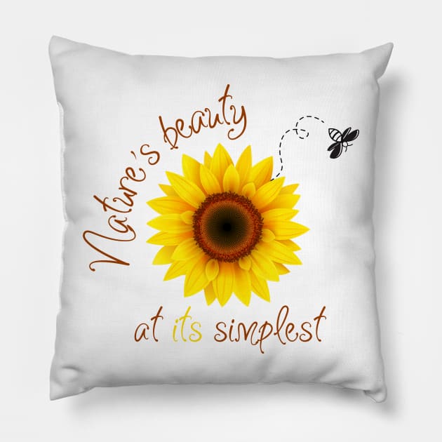 Simple Beauty - Bee on a Sunflower Pillow by DaffodilArts
