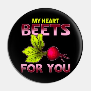 Cute & Funny My Heart Beets For You Romantic Pun Pin