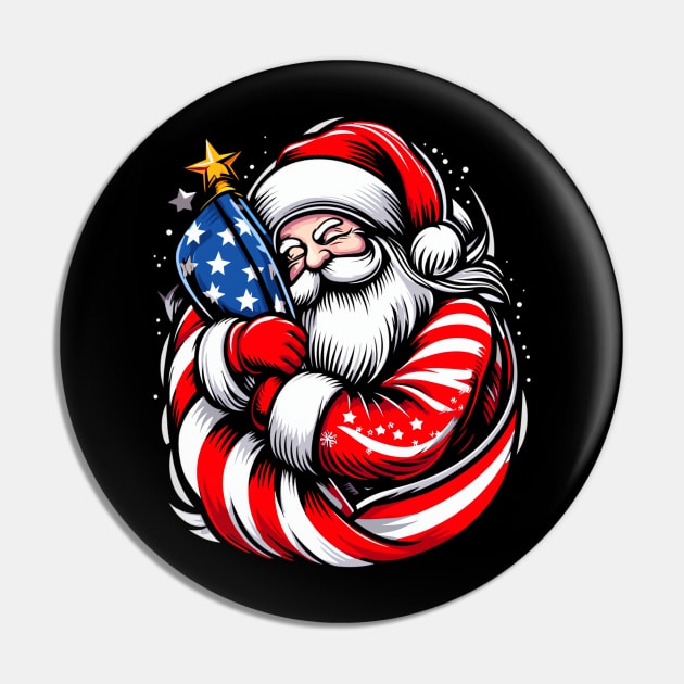 American Santa Claus For Men, Women Patriotic - USA Flag Pin by Origami Fashion