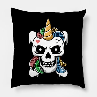 skull unicorn Pillow