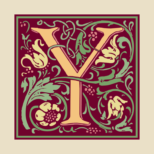 William Morris Vintage Letter Y by MatchbookGraphics