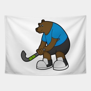 Bear at Hockey with Hockey stick Tapestry