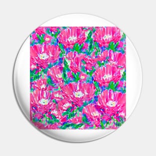 Pink daisies field watercolor drawing Pin