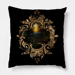 Awesome dark wolf in the night Pillow