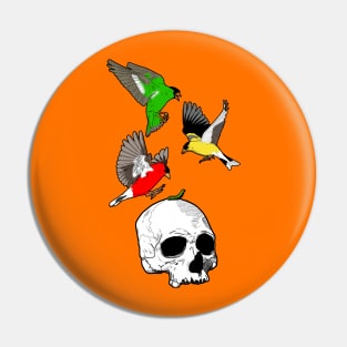 Bright Sparrows and a Skull Pin