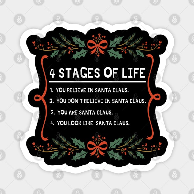 4 stages of life funny Christmas joke Magnet by PsychoDynamics