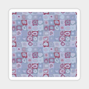 Frozen Cranberry  - Retro Geometric Wobbly Square Grid Pattern Magnet