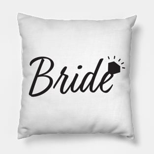 Black Bride text and Diamond ring Pillow