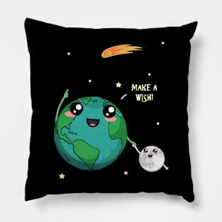 Earth And Moon Make A Wish Pillow