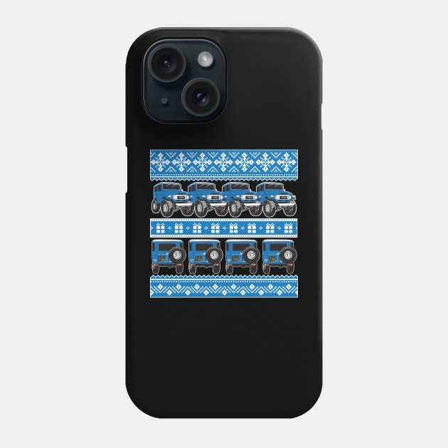 FJ40 Christmas Sweater in Blue Phone Case by Bulloch Speed Shop