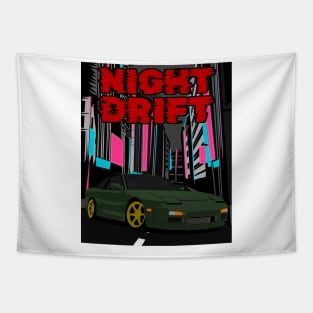 Green Nissan 240sx Night Drift Tapestry