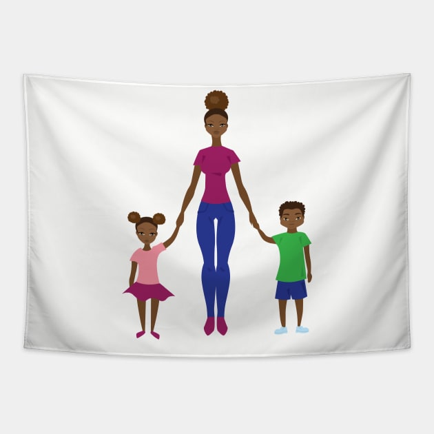 Mom with two kids Tapestry by holidaystore