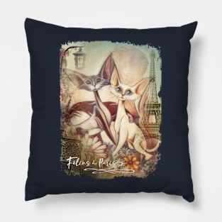 The Cats of Paris. Cartoon. Caricature. Orig. art. Pillow