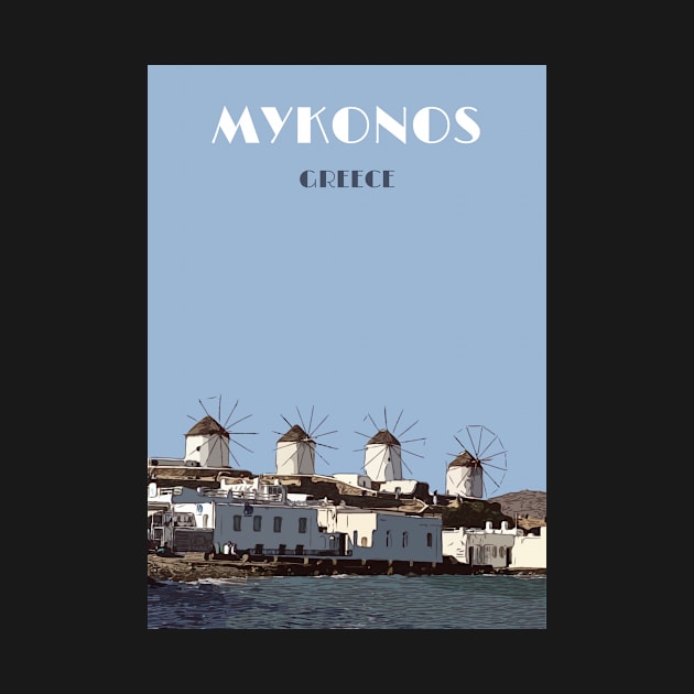 Mykonos Travel Poster Print by simplythewest