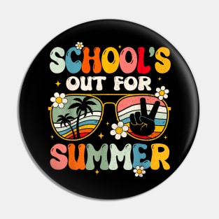 Retro Last Day of School's Out For Summer Teacher Boys Girls Pin