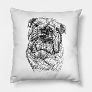 Bulldog dog scribble art Pillow