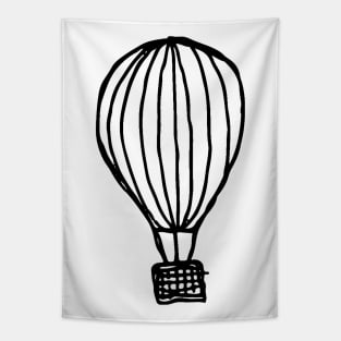 Hot Air Balloon Doodle Black Tapestry