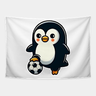 penguin as soccer player with soccer ball Tapestry