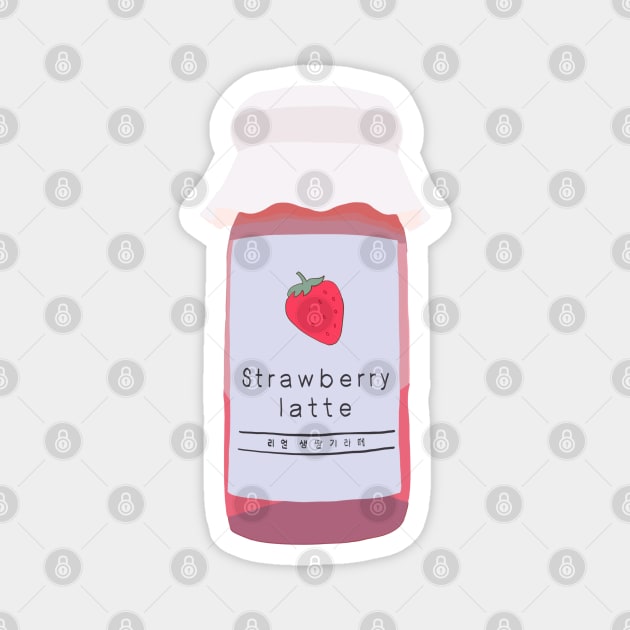 Strawberry latte Magnet by Artofcuteness