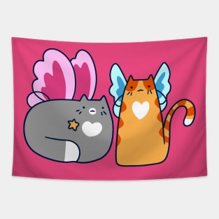 Fairy Tabby and Tuxedo Cat Tapestry