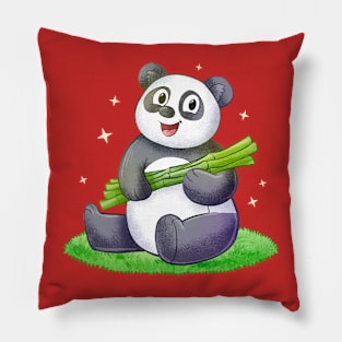 Panda Bamboo Hand drawn Pillow