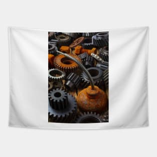 Rusty Oil Can And Old Gears Tapestry