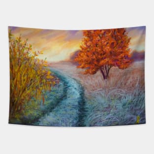 Pastel painting - First frost Tapestry