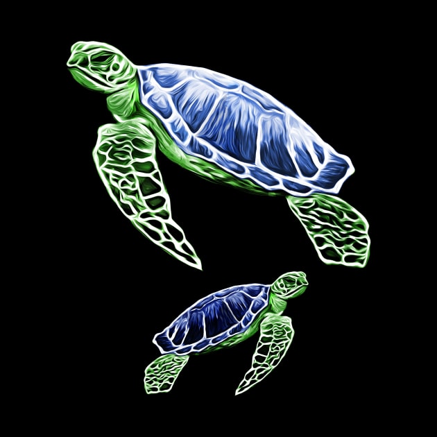 Blue Green Sea Turtles by RockettGraph1cs