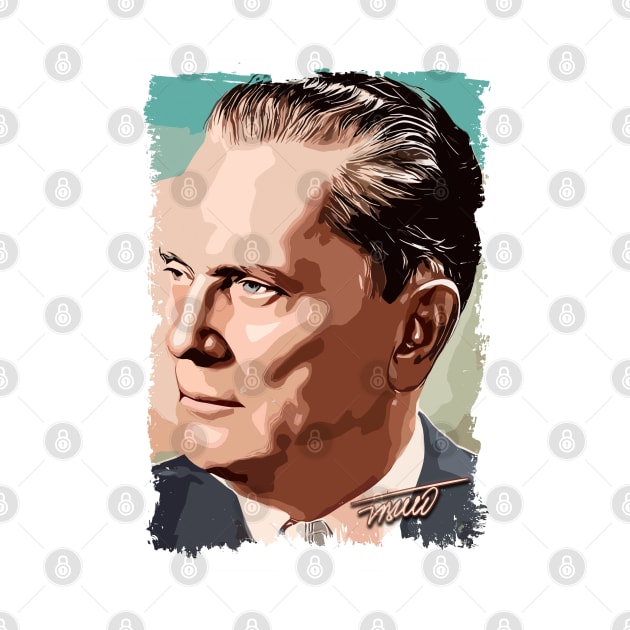 Josip Broz Tito the President of Yugoslavia SFRJ Color portrait illustration by Naumovski
