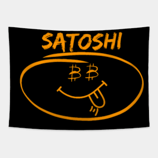 Satoshi Orange Smile Face Premium Tapestry