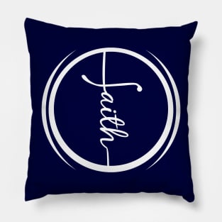 Vertical Faith Christian Cross Ripple Logo Design Pillow