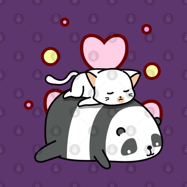 Cute Panda Sweet Sleep with Kitty by Suga Collection