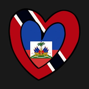 Haitian Trini Flag Heart Haiti Trinidad Tobago T-Shirt