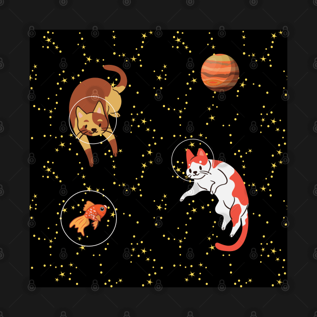 Cats in Space by LylaLace Studio