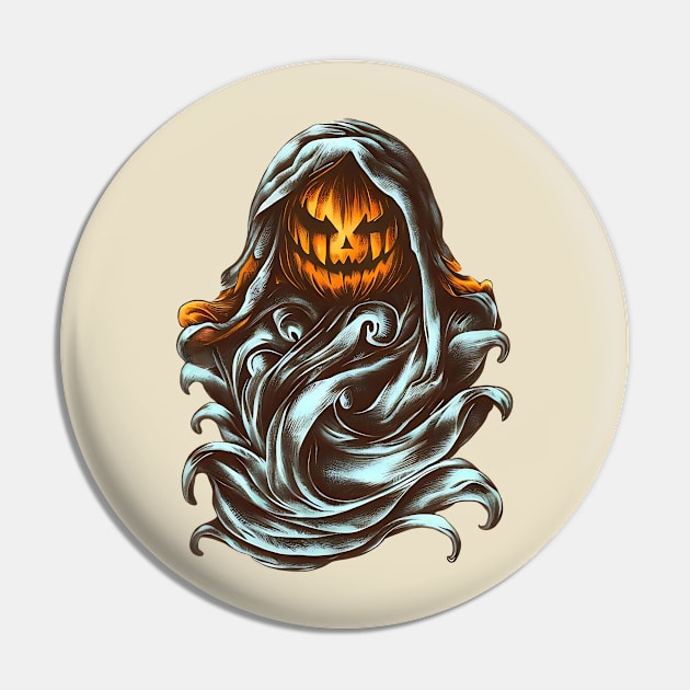 Cloaked halloween pumpkin ghost Pin by Chief A1