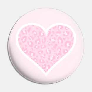 Pastel Pink and White Leopard Print Heart Pin