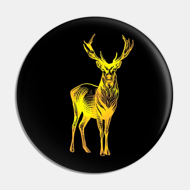 Golden Deer Illustration Pin by BuddyandPrecious