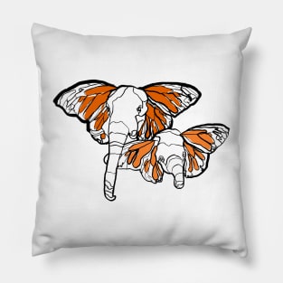 Single Line - Flying Elephants Pillow