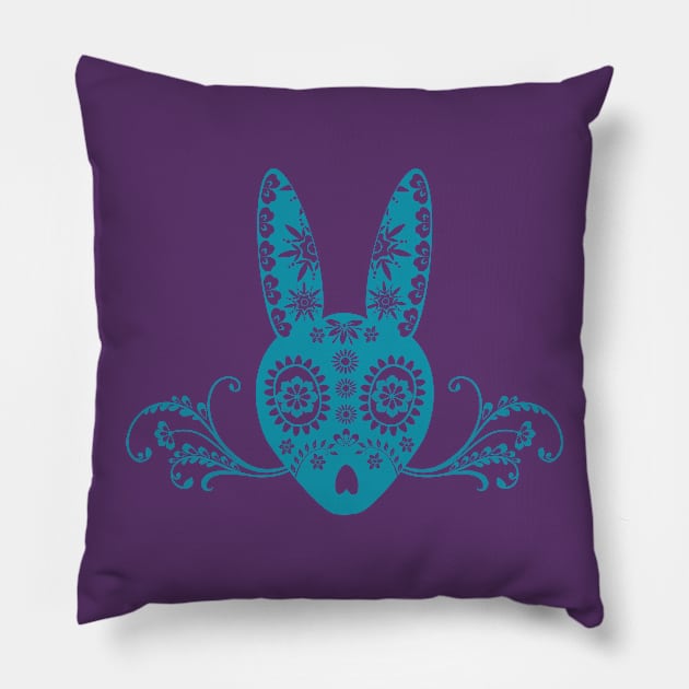 Sugar Skull Bunny Pillow by BunWear