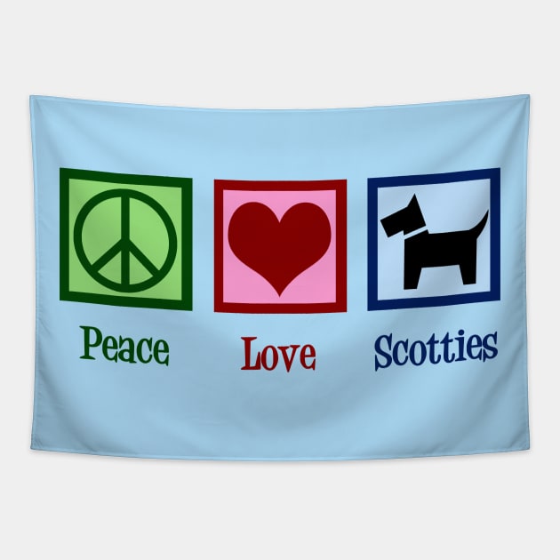 Peace Love Scottish Terrier Tapestry by epiclovedesigns