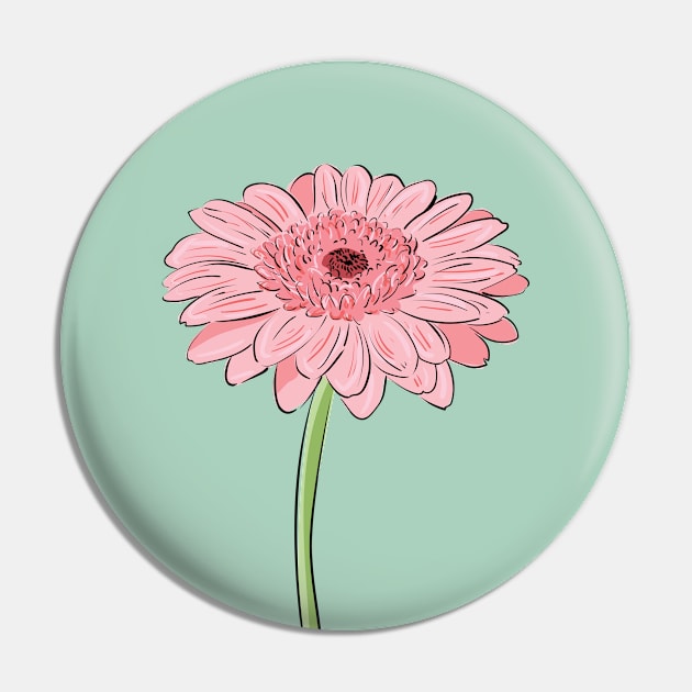 Pink Daisy Gerbera Pin by Catdog