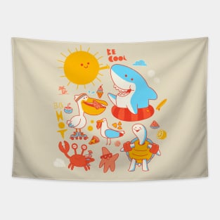 Cool and Hot summer beach party animals Tapestry