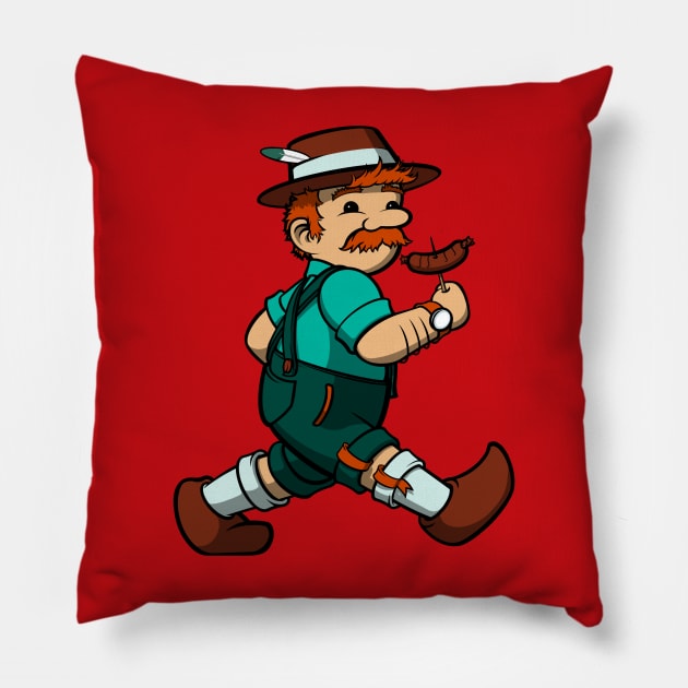 Traditional German Sausage Ampelmann Pillow by Big Appetite Illustration