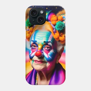 Elderly lady is the funniest clown costume granny at the party Phone Case