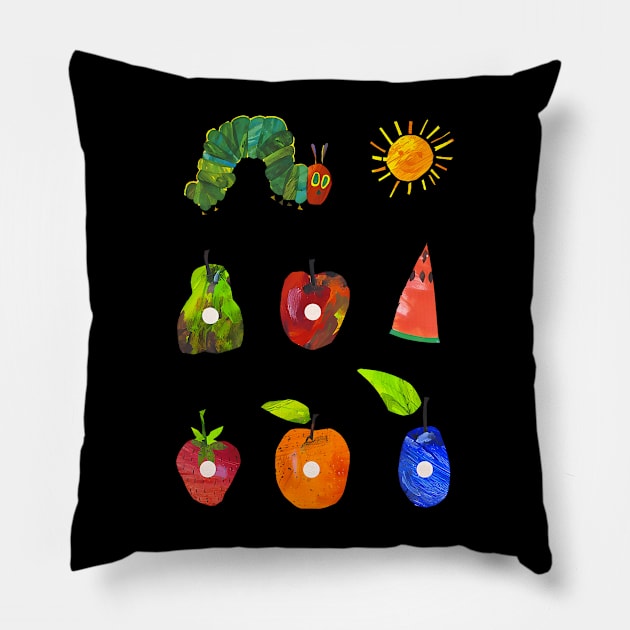 Hungry Caterpillar Fruit Always Hungry Caterpillar Saturday Pillow by Eduardo