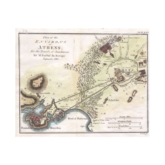 Vintage Map of Athens (1784) by Bravuramedia
