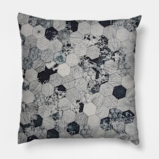 Gray and black hive printed textile Pillow