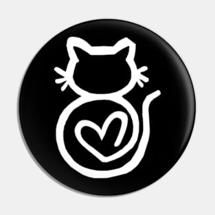 Kitty Heart Outline White Pin