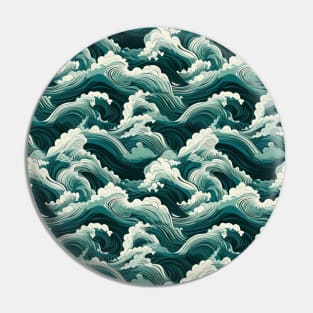 Ephemeral Crests: Hokusai Waves Reimagined Pin