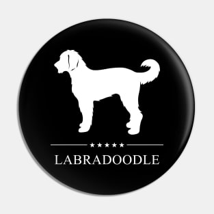 Labradoodle Dog White Silhouette Pin